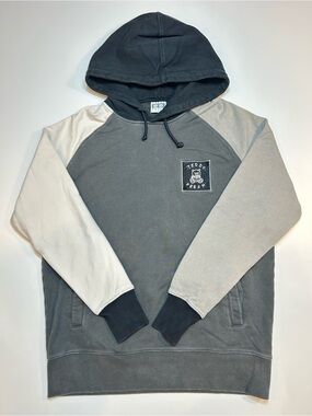 Teddy Fresh Colorblock Hoodie Grey Charcoal Cream Patch Logo Heavy Sweatshirt